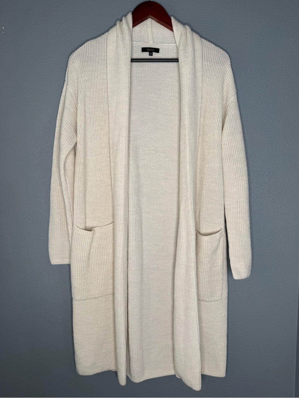 Quince Australian Merino Wool Duster Cardigan XS Heather Bone Ivory Pockets